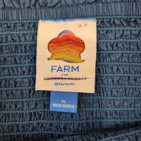 Farm Rio‎ Anthropologie Smocked Flounce Mini Skirt XL Blue Pink Floral Stretchy - Picture 3 of 10